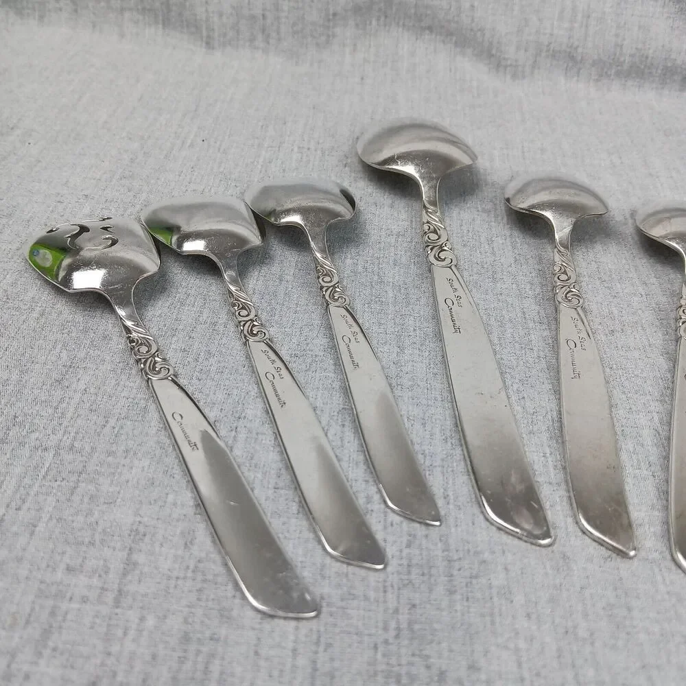 Community South Seas 8 Spoon Lot Mid Century Modern Replacements Pieces Bon Bon
